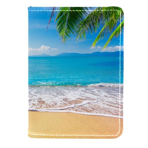 FVQL Reisepasshülle Kartenetui Reisezubehör für Damen Herren Palmblatt Tropisch Strand Meer, Color809, 11.5x16.5cm/4.5x6.5 in von FVQL