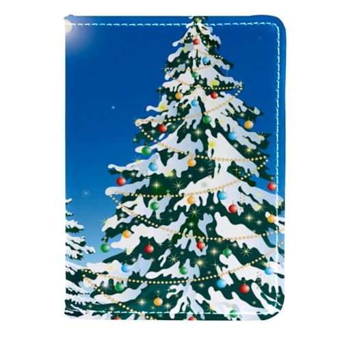 FVQL Reisepasshülle Kartenetui Reisezubehör für Damen Herren Winter Schnee Weihnachtsbaum Schneemann, Color2714, 11.5x16.5cm/4.5x6.5 in von FVQL