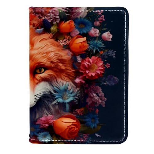 FVQL Reisepasshülle aus Kunstleder für Damen und Herren, schönes Fuchs- und Blumenmuster, Color273, 11.5x16.5cm/4.5x6.5 in von FVQL