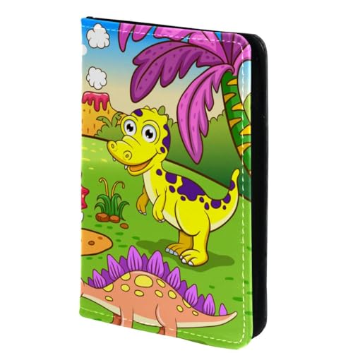 FVQL Reisepasshülle für Damen und Herren, Reisepasshülle, 10,2 x 14,9 cm, Cartoon-Motiv bunte Dinosaurier, Mehrfarbig 3007, 10x14cm/4x5.5 in von FVQL