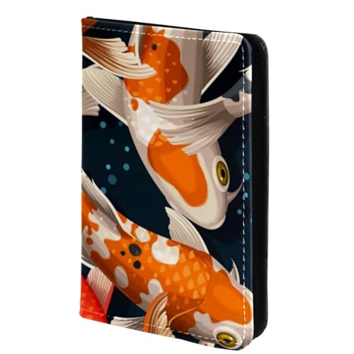 FVQL Reisepasshülle für Damen und Herren, Reisepasshülle, 10,2 x 14,9 cm, Koi-Karpfen, Fisch, Blumenmuster, Mehrfarbig 3607, 10x14cm/4x5.5 in von FVQL