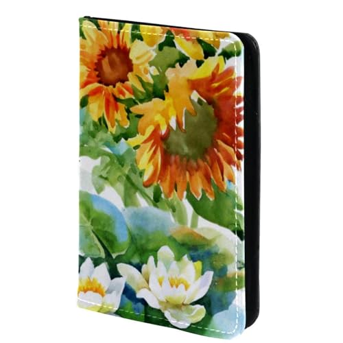 FVQL Reisepasshülle für Damen und Herren, Reisepasshülle, 10,2 x 14,9 cm, Sonnenblumen- und Blumenmuster, Mehrfarbig4122, 10x14cm/4x5.5 in von FVQL