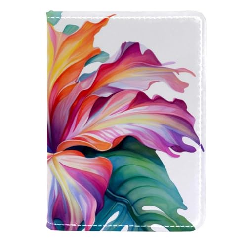 FVQL Reisepasshülle für Damen und Herren, Reisepasshülle, 11,4 x 16,5 cm, Hibiskus und Monstera, Color3588, 11.5x16.5cm/4.5x6.5 in von FVQL