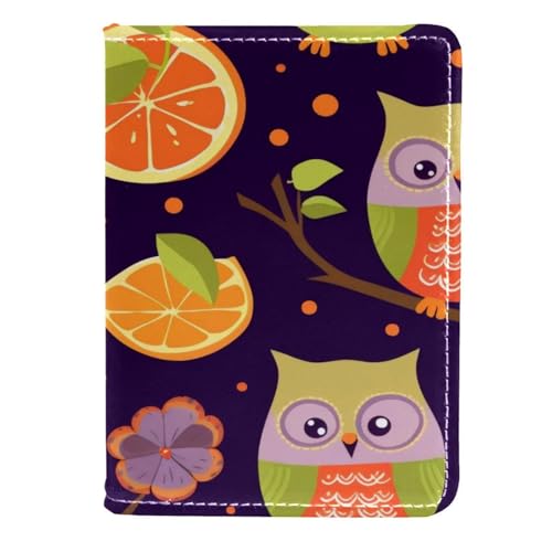 FVQL Reisepasshülle für Damen und Herren, Reisezubehör, 11,4 x 16,5 cm, Vogel-Eulen und Orange, Color454, 11.5x16.5cm/4.5x6.5 in von FVQL