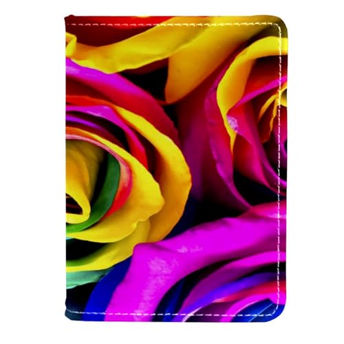 FVQL Reisepasshülle für Damen und Herren, Reisezubehör, Regenbogen Abstrakt und Blume Rose, Color5071, 11.5x16.5cm/4.5x6.5 in von FVQL