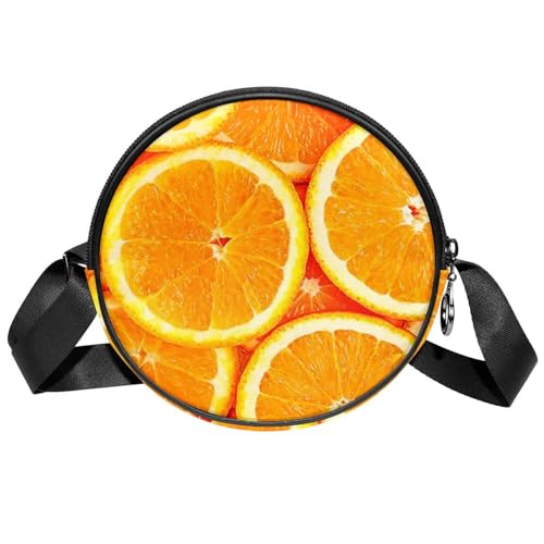 FVQL Runde Umhängetasche, Geldbörse, Messenger Bag, Orangenscheiben Obst von FVQL