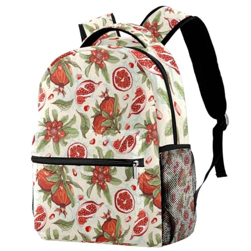 Reisetasche mit mehreren Taschen für Mädchen Jungen Rucksack, Blatt und Granatapfel Obst, Mehrfarbig 4850, 29.4x20x40cm/11.5x8x16in von FVQL