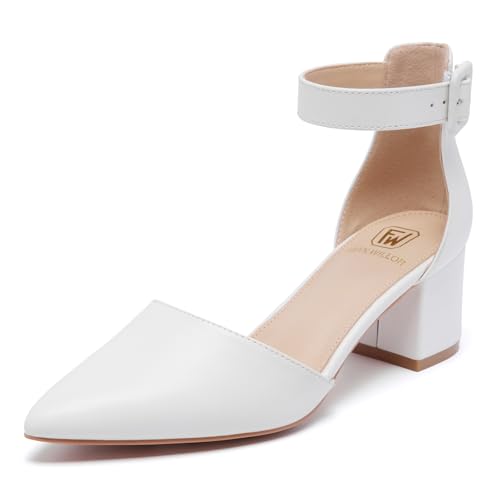 FW FRAN WILLOR Damen Geschlossene Zehen Absatz Pumps Niedrig Chunky Block Bequeme Kleid Arbeitsschuhe, Weiß, 5,5 cm, 35.5 EU FW FRAN WILLOR Damen Geschlossene Zehen Absatz Pumps Niedrig Chunky Block Bequeme Kleid Arbeitsschuhe, Weiß, 5,5 cm, 35.5 EU von FW FRAN WILLOR