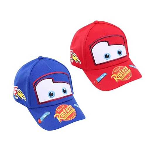 Cars Kinder Baseball Cap, 2 PCS Auto Baseball Cap, Auto Baseballcap Baseballmützen Sonnenhut Sonnenschutz Kappe Cartoon Baseball Kappe Kinder Caps Baseballkappe für Kinder Junge Mädchen 2-8 Jahre von FWANGEN