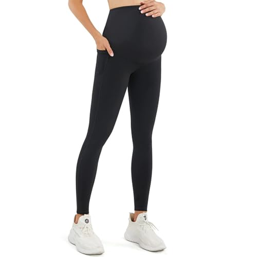 FWHFNB Umstandsleggings mit Taschen,Shapewear Leggings Highwaist,High Waist Schwangerschaftsleggings,Blickdichte Schwangerschaftsleggings,Weich Elastisch Umstandsmode Zuhause Yoga Sport (L) von FWHFNB