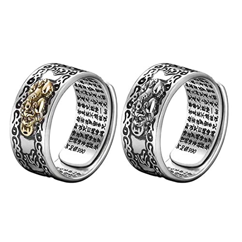 FWIW Feng Shui Pixiu Mani Mantra Schutz Reichtum Ring, Silber, Asiatisch, Glücksring, Damen Herren, Buddhistischer Schmuck, Verstellbar, 99 Silber Buddhistische Herz Sutra Ring FWIW Feng Shui Pixiu Mani Mantra Schutz Reichtum Ring, Silber, Asiatisch, Glücksring, Damen Herren, Buddhistischer Schmuck, Verstellbar, 99 Silber Buddhistische Herz Sutra Ring von FWIW