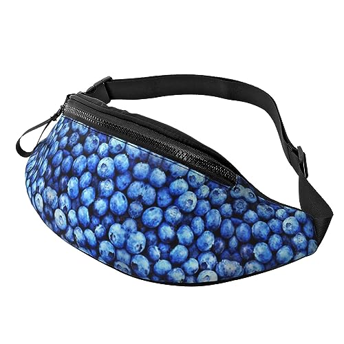 Bauchtasche mit Blaubeeren-Muster, verstellbare Hüfttasche, Umhängetasche, Reise-Gürteltasche für Damen und Herren von FWJZDSP