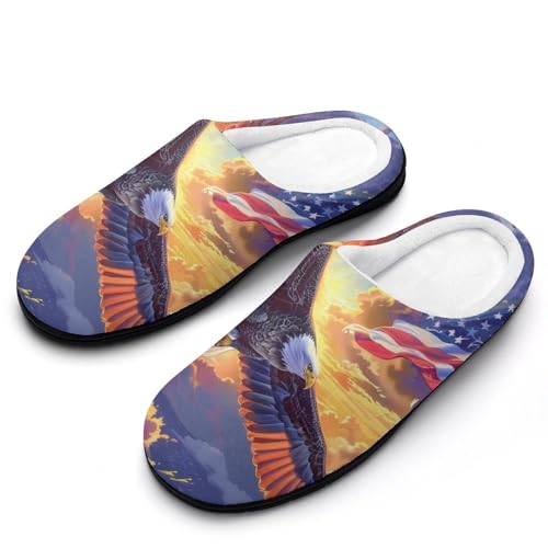 FWJZDSP American Bald Eagle Herren-Hausschuhe aus Baumwolle mit geschlossener Zehenpartie, rutschfeste, leichte Hausschuhe für drinnen und draußen von FWJZDSP