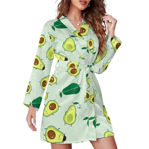 FWJZDSP Avocado Feel Empty Bademäntel für Damen mit Gürtel, langärmelige Nachthemden für Damen, V-Ausschnitt, Nachtwäsche, Bademantel von FWJZDSP