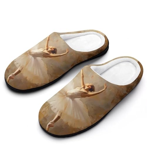 FWJZDSP Balletttänzer Herren-Hausschuhe aus Baumwolle mit geschlossener Zehenpartie, rutschfeste, leichte Hausschuhe für drinnen und draußen von FWJZDSP