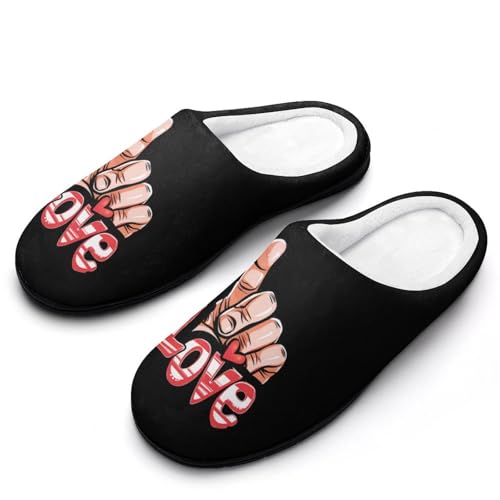 FWJZDSP Be Kind Sign Language Love Herren-Hausschuhe aus Baumwolle mit geschlossener Zehenpartie, rutschfeste, leichte Hausschuhe für drinnen und draußen von FWJZDSP