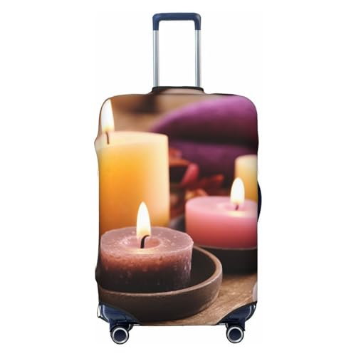 FWJZDSP Gepäckabdeckung mit Spa-Kerzen-Aufdruck, Reisegepäckabdeckungen, elastisch, waschbar, Kofferschutz, Kratzfest, Schmutz, Kofferabdeckungen, staubdicht, passend für Gepäck von 18 bis 32 Zoll von FWJZDSP