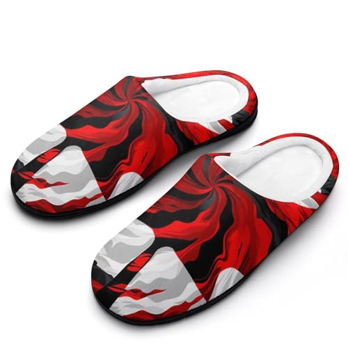 FWJZDSP Herren-Hausschuhe aus Baumwolle mit Batikmuster und Kanada-Flagge, Ahornblatt, geschlossene Zehenpartie, rutschfeste, leichte Hausschuhe für drinnen und draußen von FWJZDSP