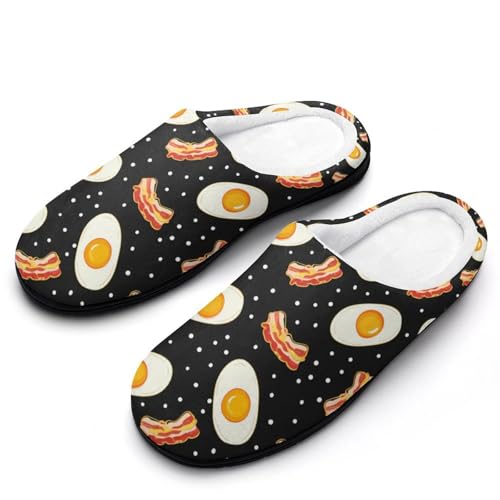 FWJZDSP Herren-Hausschuhe aus Baumwolle mit Spiegelei und, geschlossene Zehenpartie, rutschfeste, leichte Hausschuhe für drinnen und draußen von FWJZDSP