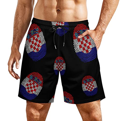 FWJZDSP Kroatien-Fingerabdruck-Herren-Badehose, Strand-Boardshorts, schnell trocknende Badeanzüge mit Innenfutter von FWJZDSP