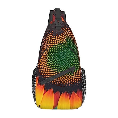 FWJZDSP Regenbogen-Sonnenblumen-Unisex-Casual-Mode-Diagonal-Brusttasche, leichter Umhängetaschen-Brust-Schulter-Rucksack von FWJZDSP