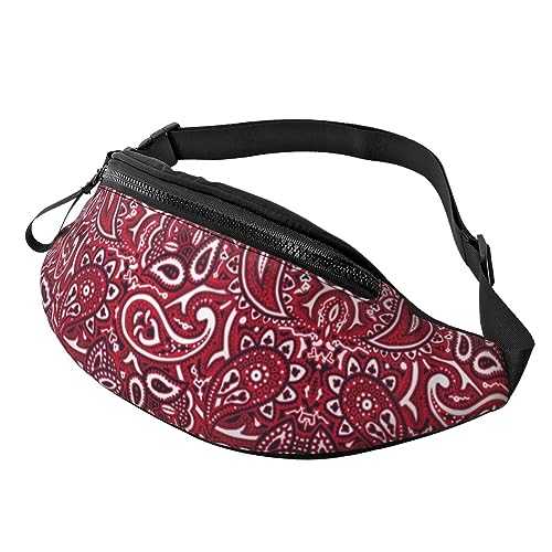 Fanny-Pack-Gürteltasche mit rotem Paisley-Muster, modische Hüfttasche, freihändig, für Damen und Herren, zum Wandern, Laufen, Reisen von FWJZDSP