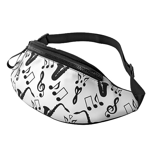 Fanny Pack mit Musiknoten, Violinschlüssel und Saxophonmuster, verstellbare Hüfttasche, Umhängetasche, Reise-Gürteltasche für Damen und Herren von FWJZDSP