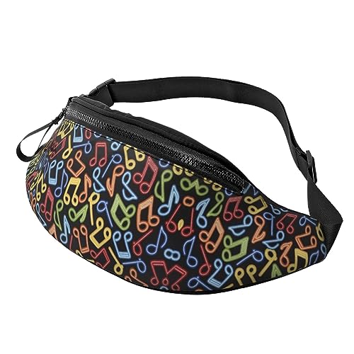 Fanny Pack mit Neon-Musiknoten, verstellbare Hüfttasche, Umhängetasche, Reise-Gürteltasche für Damen und Herren von FWJZDSP