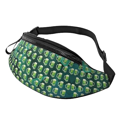 Fanny Pack mit St. Patrick's Day Beer Pattern, verstellbare Hüfttasche, Umhängetasche, Reise-Gürteltasche für Damen und Herren von FWJZDSP