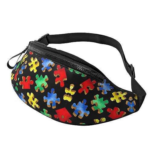 Fanny Packs Autismus-Bewusstsein, buntes Puzzle, Hüfttasche, Hüfttasche für Laufen, Wandern und Reisen, Damen und Herren von FWJZDSP