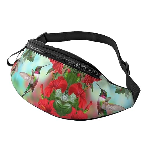 Fanny Packs Blumen, die Kolibris anlocken, Hüfttasche, Hüfttasche für Laufen, Wandern und Reisen, Damen und Herren von FWJZDSP