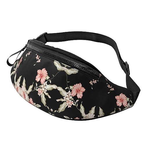 Fanny Packs Hüfttasche mit rotem, rosafarbenem Blumenmuster, für Laufen, Wandern und Reisen, Damen und Herren von FWJZDSP