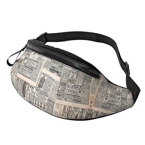 Fanny Packs Vintage Französische Zeitung Nostalgische Antike Hüfttasche Hüfttasche für Laufen, Wandern und Reisen, Damen und Herren von FWJZDSP