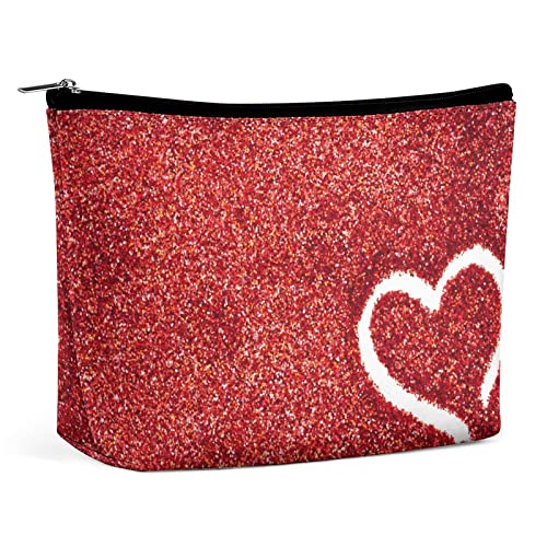 Make-up-Tasche, 3D-Herz-Valentinstag-Bling, wasserdichte Kosmetiktasche für Geldbörse, Make-up-Tasche aus PU-Leder mit Reißverschluss, Reise-Kulturbeutel für Frauen von FWJZDSP