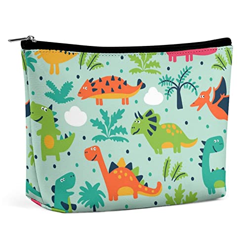 Make-up-Tasche, Cartoon-Dinosaurier, süßes PU-Leder, wasserdichte Kosmetiktasche für Geldbörse/Make-up-Tasche/Kulturbeutel, tragbare Reise-Make-up-Tasche für Frauen von FWJZDSP