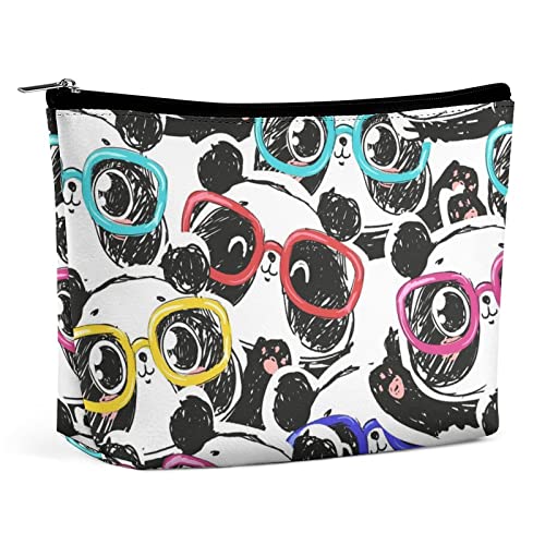 Make-up-Tasche, Cartoon-Panda, niedlich, PU-Leder, wasserdichte Kosmetiktasche für Geldbörse/Make-up-Tasche/Kulturbeutel, tragbare Reise-Make-up-Tasche für Frauen von FWJZDSP