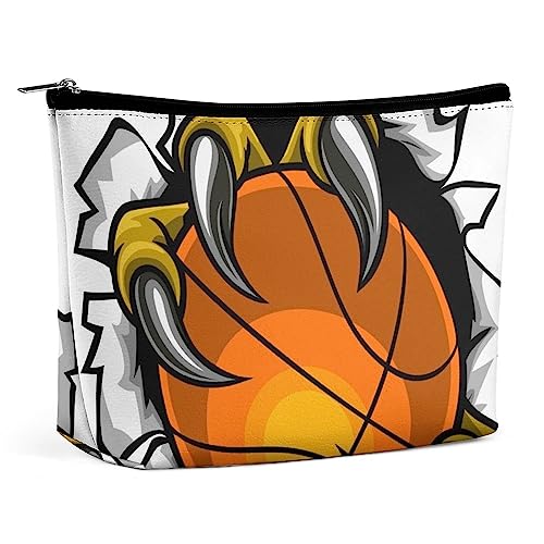 Make-up-Tasche, Eagle Claw, PU-Leder, wasserdichte Kosmetiktasche für Geldbörse/Make-up-Tasche/Kulturbeutel, Cartoon-Basketball, tragbare Reise-Make-up-Tasche für Frauen von FWJZDSP