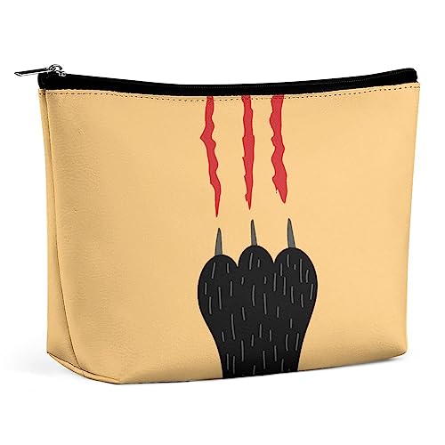 Make-up-Tasche, Krallen, kratzbar, wasserdichte Kosmetiktasche für Geldbörse, Pfoten-Cartoon, gelbes PU-Leder, Make-up-Tasche mit Reißverschluss, Reise-Kulturbeutel für Frauen von FWJZDSP