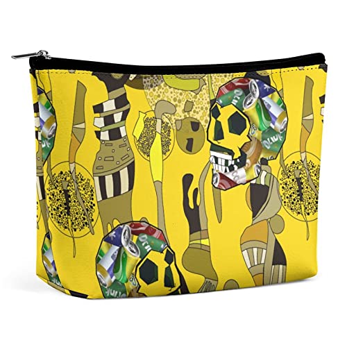 Make-up-Tasche, Motiv: Suprematismus, Totenkopf-Motiv, PU-Leder, wasserdichte Kosmetiktasche für Geldbörse/Make-up-Tasche/Kulturbeutel, kreative Kunst, tragbare Reise-Make-up-Tasche für Frauen von FWJZDSP