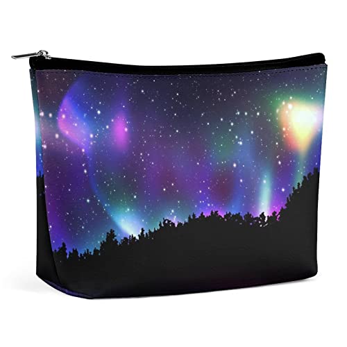 Make-up-Tasche, Nordlichter-Galaxie, wasserdichte Kosmetiktasche für Geldbörse, Aurora Borealis, PU-Leder-Make-up-Tasche mit Reißverschluss, Reise-Kulturbeutel für Frauen von FWJZDSP