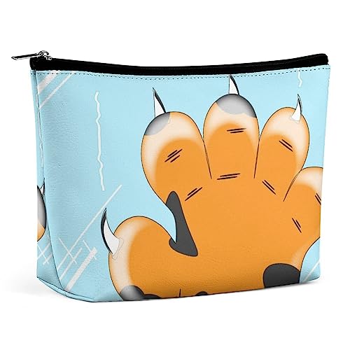 Make-up-Tasche, Tigerpfote, wasserdichte Kosmetiktasche für Geldbörse, Cartoon-Glas, PU-Leder, Make-up-Tasche mit Reißverschluss, Reise-Kulturbeutel für Damen von FWJZDSP