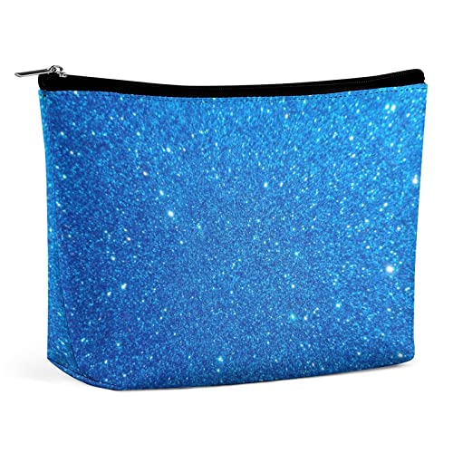 Make-up-Tasche, blau, glitzernd, wasserfest, Kosmetiktasche für Geldbörse, glänzende Make-up-Tasche aus PU-Leder mit Reißverschluss, Reise-Kulturbeutel für Damen von FWJZDSP