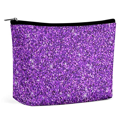 Make-up-Tasche, lila, glitzernd, wasserfest, Kosmetiktasche für Geldbörse, Make-up-Tasche aus PU-Leder mit Reißverschluss, Reise-Kulturbeutel für Damen von FWJZDSP