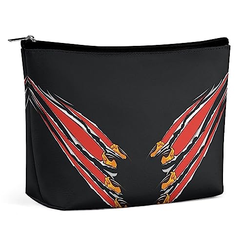Make-up-Tasche Eagle Claws Scratches PU-Leder wasserdichte Kosmetiktasche für Geldbörse/Make-up-Tasche/Kulturbeutel Red Wing Icon Tragbare Reise-Make-up-Tasche für Frauen von FWJZDSP