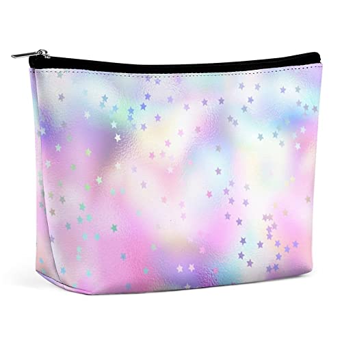 Make-up-Tasche Rainbow Shining Anstract Cloud PU-Leder, wasserdichte Kosmetiktasche für Geldbörse/Make-up-Tasche/Kulturbeutel, tragbare Reise-Make-up-Tasche für Frauen von FWJZDSP