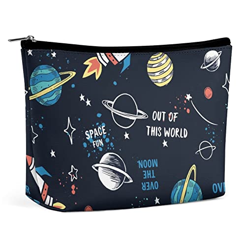 Make-up-Tasche mit Cartoon-Galaxie-Universum, Reise-Make-up-Tasche, Make-up-Tasche aus PU-Leder, Kosmetiktasche für Geldbörse, tragbare Kulturtasche, Make-up-Taschen für den Innenbereich für Frauen von FWJZDSP