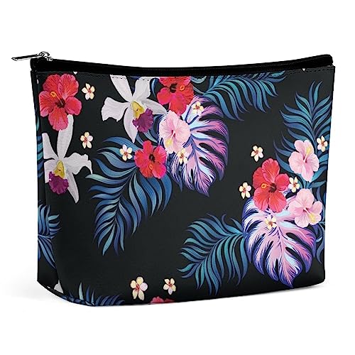 Make-up-Tasche mit tropischen Palmenblumen, Sommerblatt-Reise-Make-up-Tasche, Make-up-Tasche aus PU-Leder, Kosmetiktasche für Geldbörse, tragbare Kulturtasche, Make-up-Taschen für den Innenbereich f von FWJZDSP