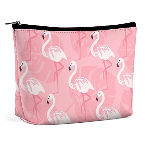 Pinke Flamingo-Make-up-Tasche, einzigartige Sommer-Reise-Make-up-Tasche, PU-Leder-Make-up-Tasche, Kosmetiktasche für Geldbörse, tragbare Kulturtasche, Indoor-Make-up-Taschen für Frauen von FWJZDSP