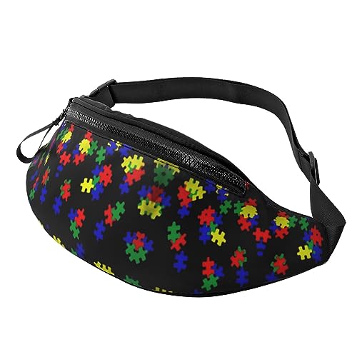 Regenbogen-Puzzle-Autismus-Bewusstseins-Fanny-Pack-Gürteltasche, modische Hüfttasche, freihändig, für Damen und Herren, zum Wandern, Laufen, Reisen von FWJZDSP