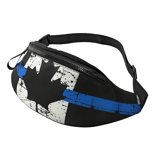 Tattered Distressed Thin Blue Line Kanada-Flagge, verstellbare Gürteltasche, Umhängetasche, Reise-Gürteltasche für Damen und Herren von FWJZDSP